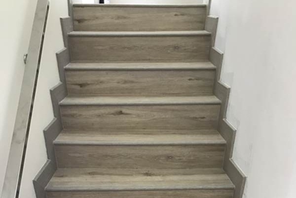 vinyl flooring installed on stairs